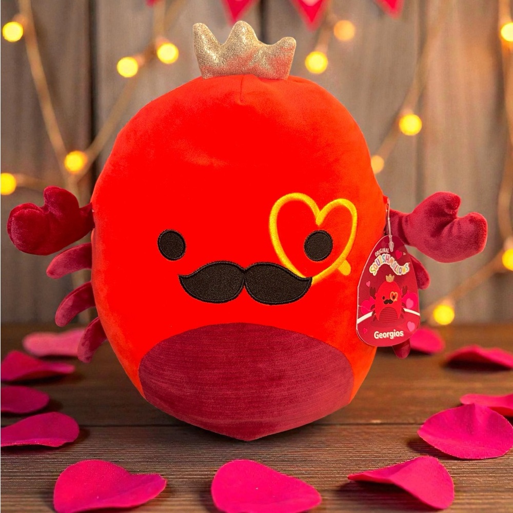 NWT 2022 Squishmallows 11” Georgios Red King Crab W Valentines Monocle